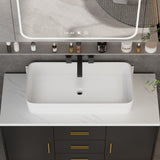 Free Standing Single Bathroom Vanity with Top Lacquer Black/Gold