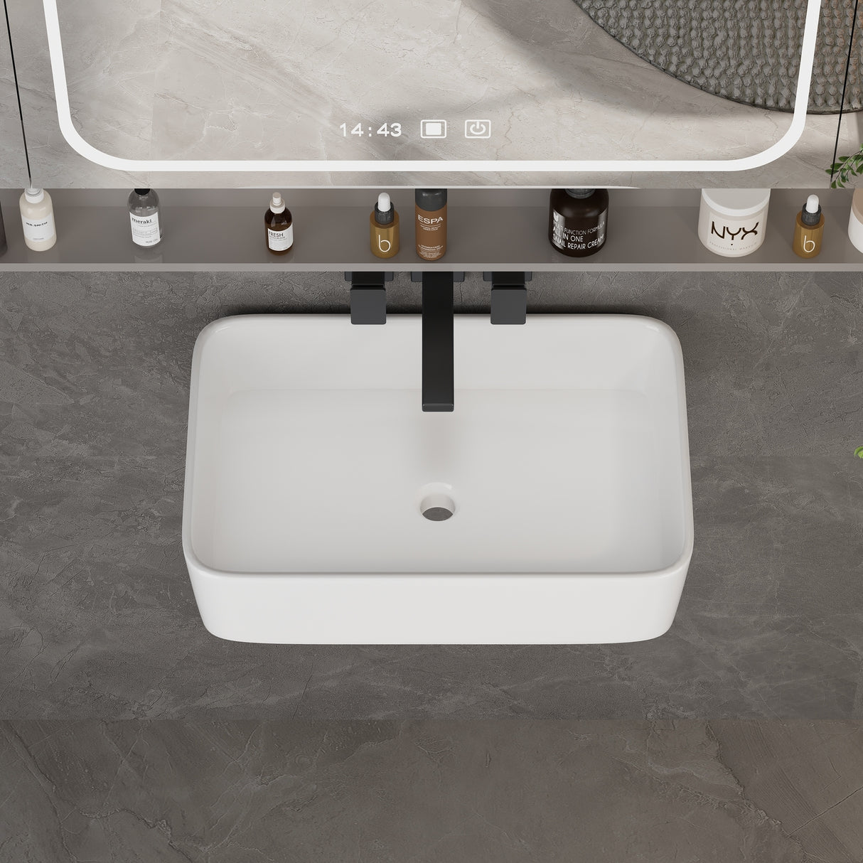 Free Standing Single Bathroom Vanity with Top Lacquer Black/Gold