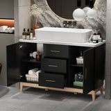 Free Standing Single Bathroom Vanity with Top Lacquer Black/Gold