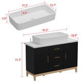 Free Standing Single Bathroom Vanity with Top Lacquer Black/Gold