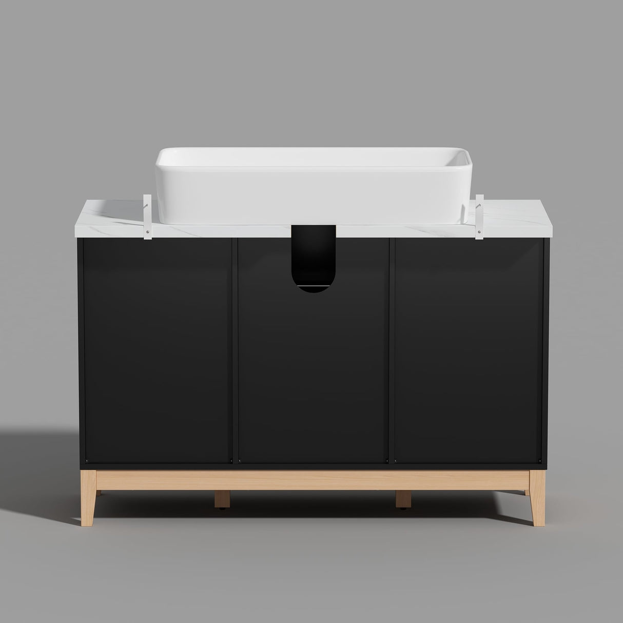 Free Standing Single Bathroom Vanity with Top Lacquer Black/Gold