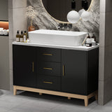 Free Standing Single Bathroom Vanity with Top Lacquer Black/Gold