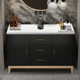 Free Standing Single Bathroom Vanity with Top Lacquer Black/Gold