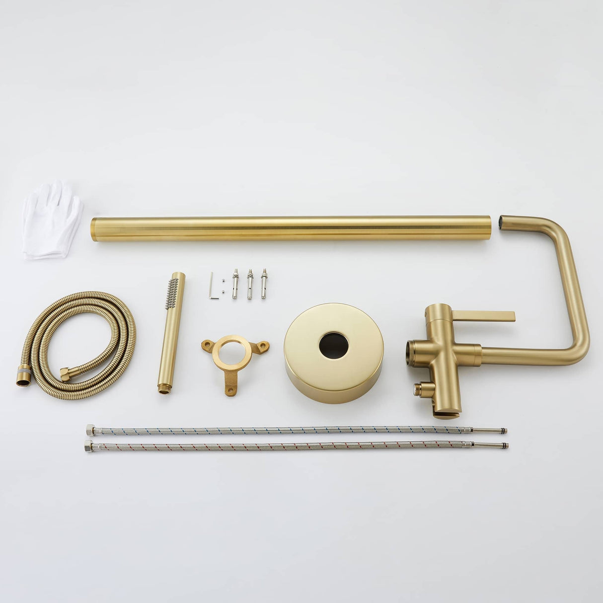Free Standing Tub Faucet With Hand Shower Floor Mount Tub Faucets Brushed Gold Bathtub Filler Single Handle Modern Bathroom Taps