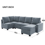Freely Combinable L-Shape Sectional Sofa Couch with Chaise Lounge, 3 Colors