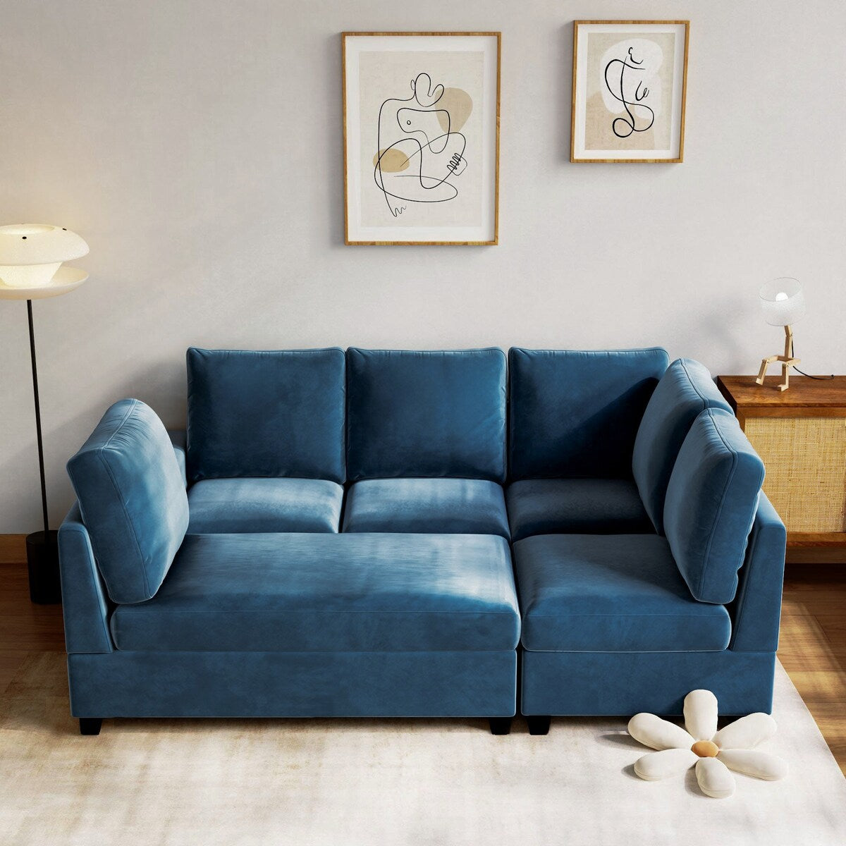 Freely Combinable L-Shape Sectional Sofa Couch with Chaise Lounge, 3 Colors