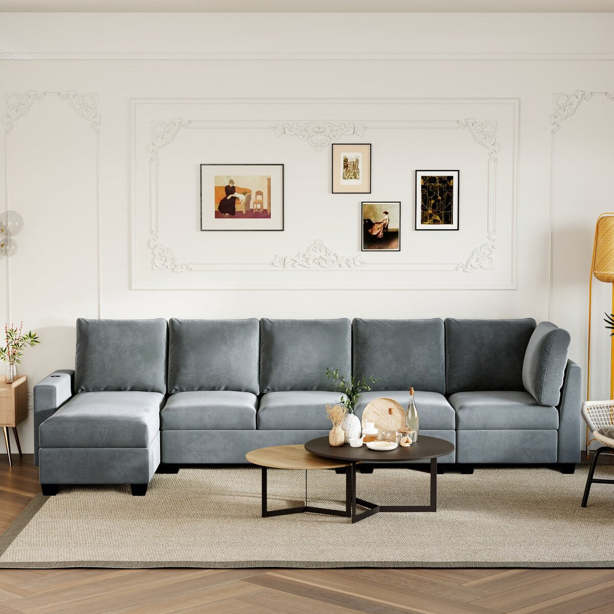 Freely Combinable L-Shape Sectional Sofa Couch with Chaise Lounge, 3 Colors