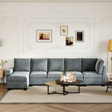 Freely Combinable L-Shape Sectional Sofa Couch with Chaise Lounge, 3 Colors