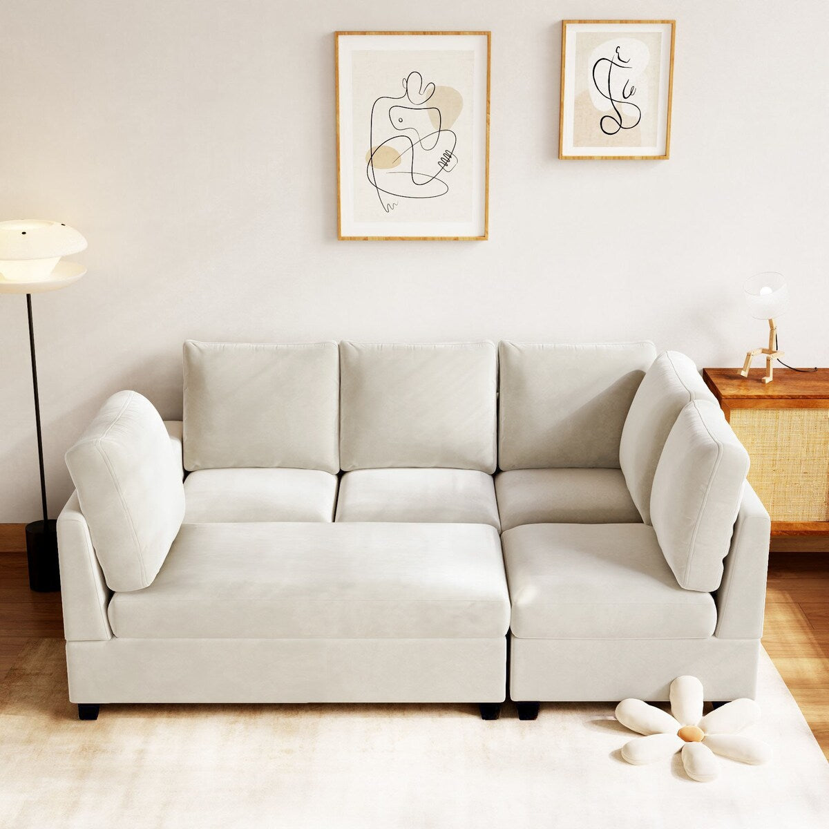 Freely Combinable L-Shape Sectional Sofa Couch with Chaise Lounge, 3 Colors