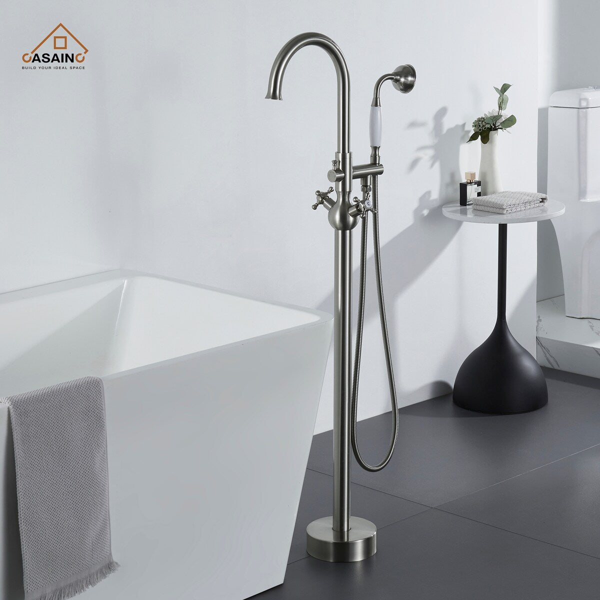 Freestanding 2-Handles Bathtub Faucet with Hand Shower