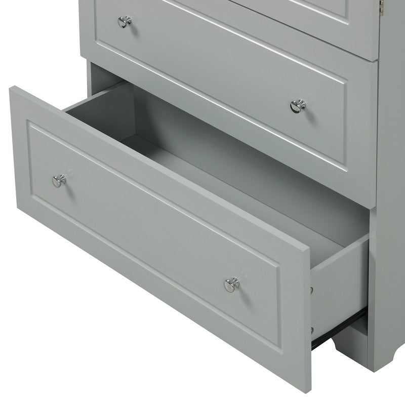 Freestanding Bathroom Storage Cabinet with Adjustable Shelf, Doors and Drawers