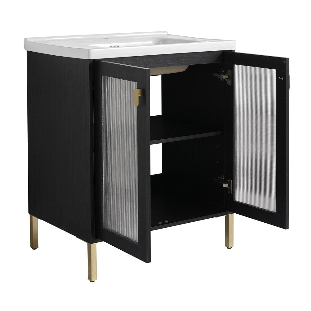 Freestanding Bathroom Vanity Plywood w/ Ceramic Sink,Soft Closing Door
