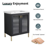 Freestanding Bathroom Vanity Plywood w/ Ceramic Sink,Soft Closing Door