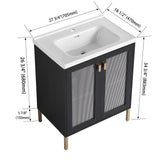 Freestanding Bathroom Vanity Plywood w/ Ceramic Sink,Soft Closing Door