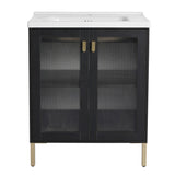 Freestanding Bathroom Vanity Plywood w/ Ceramic Sink,Soft Closing Door