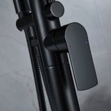 Single Handle Floor Mounted Freestanding Waterfall Tub Filler with Handheld Shower