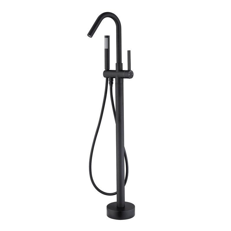 Freestanding Bathtub Floor Mount Faucet Single Handle with Hand Shower