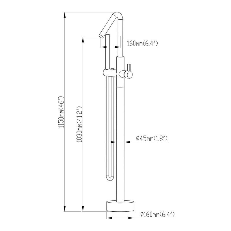 Freestanding Bathtub Floor Mount Faucet Single Handle with Hand Shower