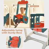 Freestanding Bus Toy with Slide Swing with Basketball Hoop