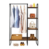 Freestanding Clothes Rack with 5 Wood Shelf - N/A