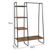 Freestanding Clothes Rack with 5 Wood Shelf - N/A