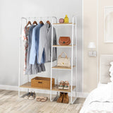 Freestanding Clothes Rack with 5 Wood Shelf - N/A