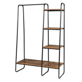 Freestanding Clothes Rack with 5 Wood Shelf - N/A