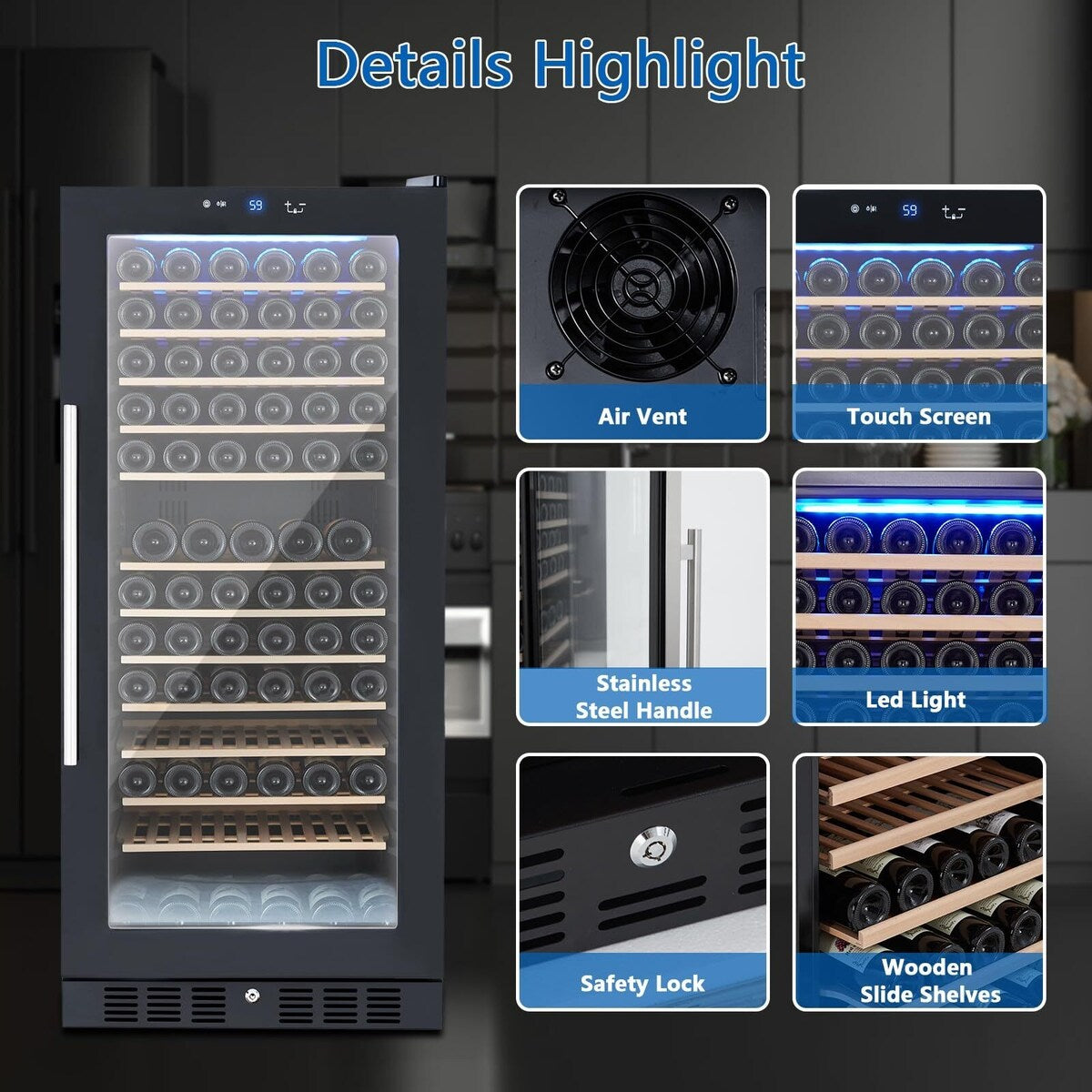 Freestanding Compressor Wine Cooler Refrigerator w/Lock