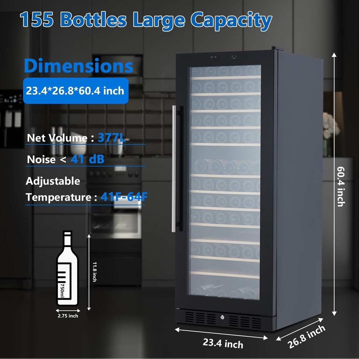 Freestanding Compressor Wine Cooler Refrigerator w/Lock