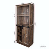 Freestanding Kitchen Pantry Storage Cabinet with Sliding Barn Door