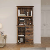 Freestanding Kitchen Pantry Storage Cabinet with Sliding Barn Door