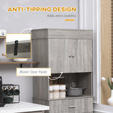 Freestanding Pantry Cabinet with Utility Drawer, 2 Door Cabinets, Adjustable Shelves and Countertop
