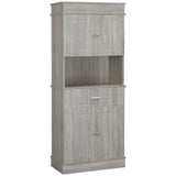Freestanding Pantry Cabinet with Utility Drawer, 2 Door Cabinets, Adjustable Shelves and Countertop