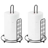 Freestanding Round Single Roll Sturdy Black Iron Towel Paper Holder Stand Roll Dispenser, Countertop Portable Stand