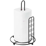 Freestanding Round Single Roll Sturdy Black Iron Towel Paper Holder Stand Roll Dispenser, Countertop Portable Stand
