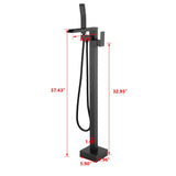 Freestanding Single Handle Bathroom Bathtub Faucet With Handshower,Matte Black