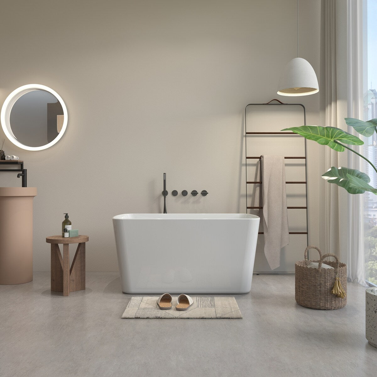 49 in. x 28 in. Soaking Bathtub with Reversible Drain in Gloss White