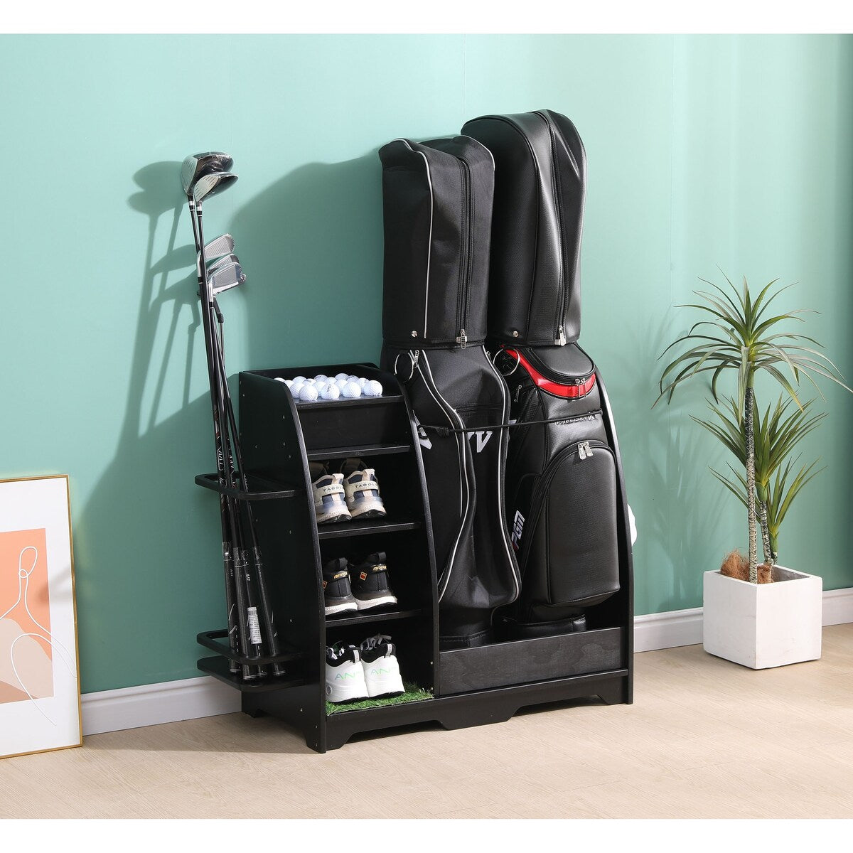 Freestanding Sports Rack Equipment Garage Organizer Golf Sport Storage - N/A