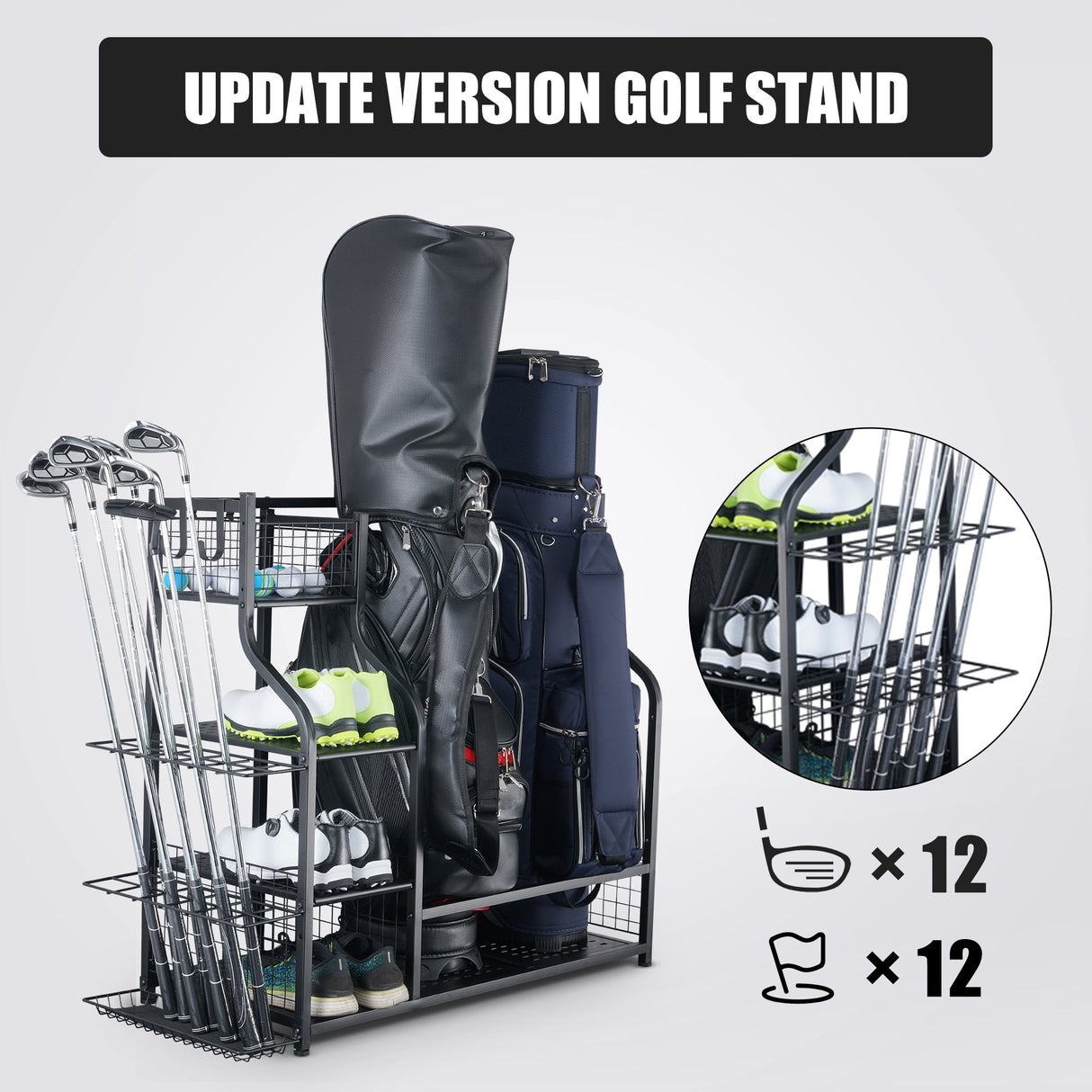 Freestanding Sports Rack Equipment Garage Organizer Golf Sport Storage