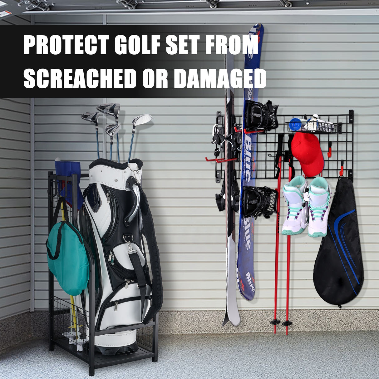 Freestanding Sports Rack Equipment Garage Organizer Golf Sport Storage