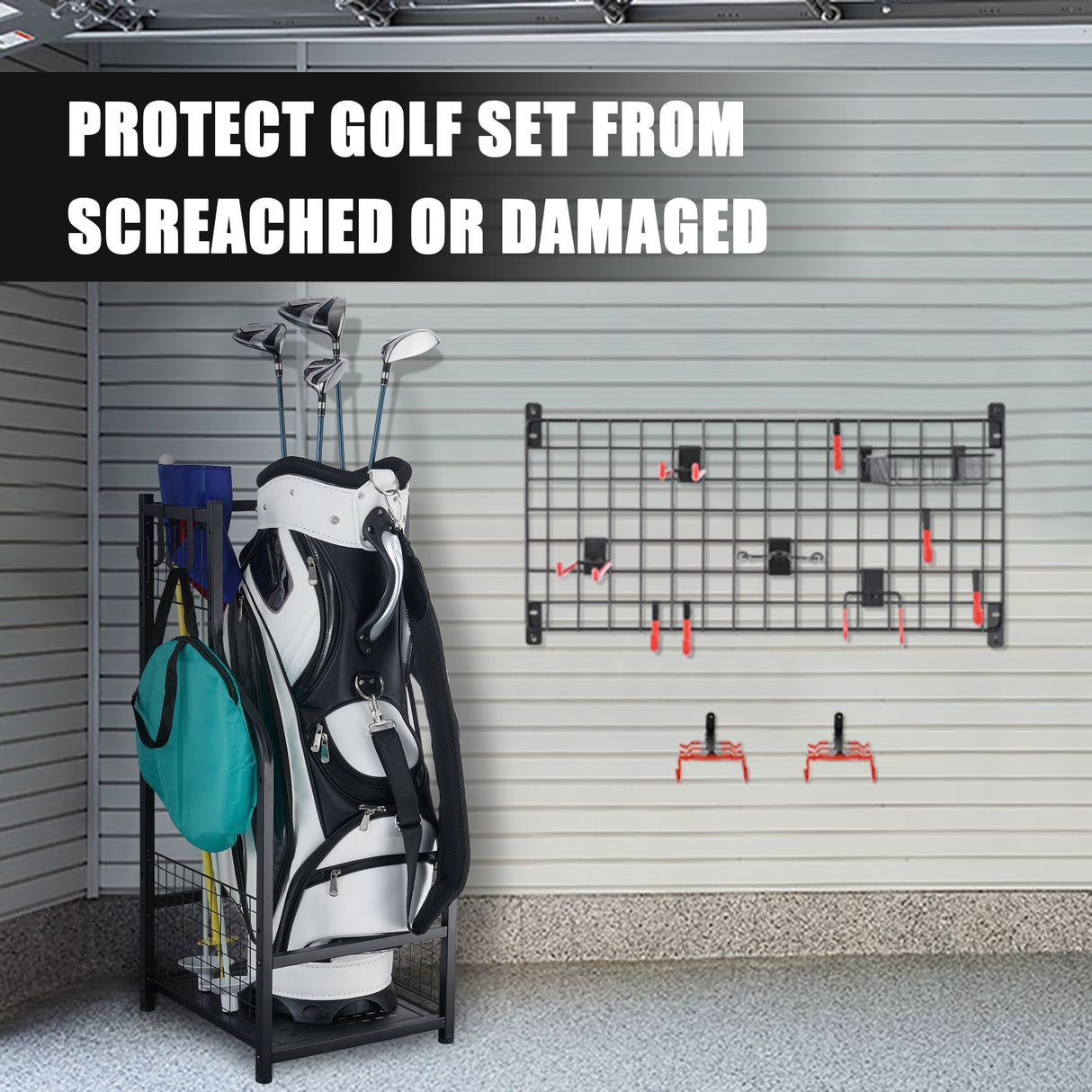 Freestanding Sports Rack Equipment Garage Organizer Golf Sport Storage
