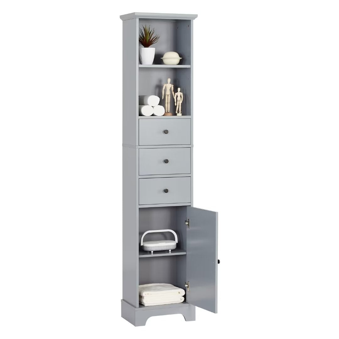 Freestanding Storage Cabinet with 3 Drawers and Adjustable Shelf - 10" x 15"x 68.3"
