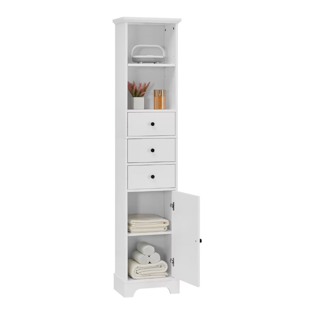 Freestanding Storage Cabinet with 3 Drawers and Adjustable Shelf - 10" x 15"x 68.3"