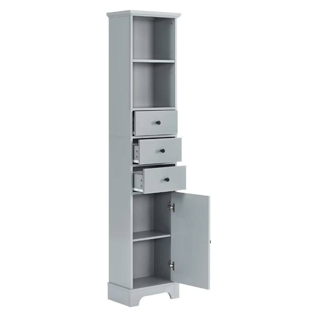 Freestanding Storage Cabinet with 3 Drawers and Adjustable Shelf - 10" x 15"x 68.3"