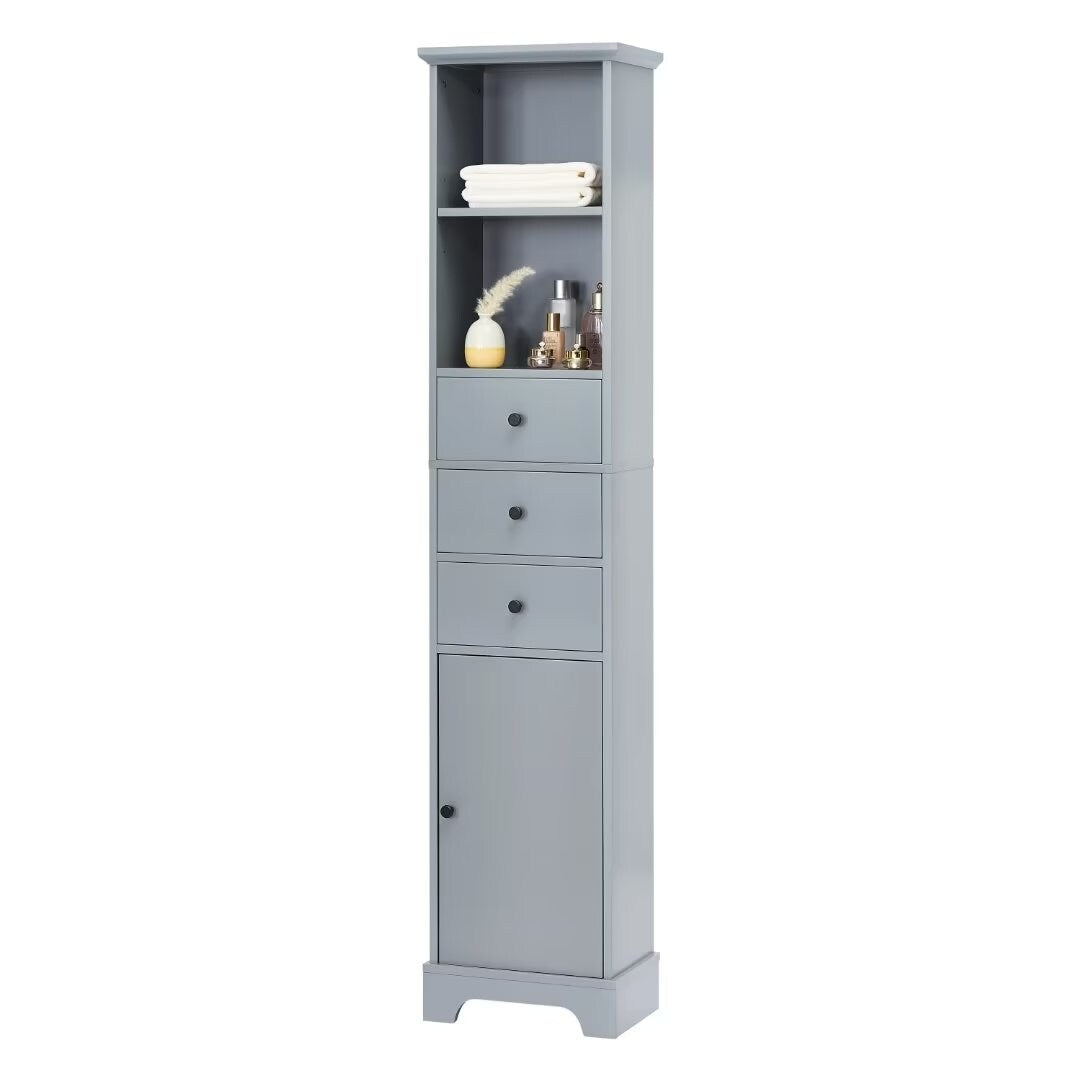 Freestanding Storage Cabinet with 3 Drawers and Adjustable Shelf - 10" x 15"x 68.3"