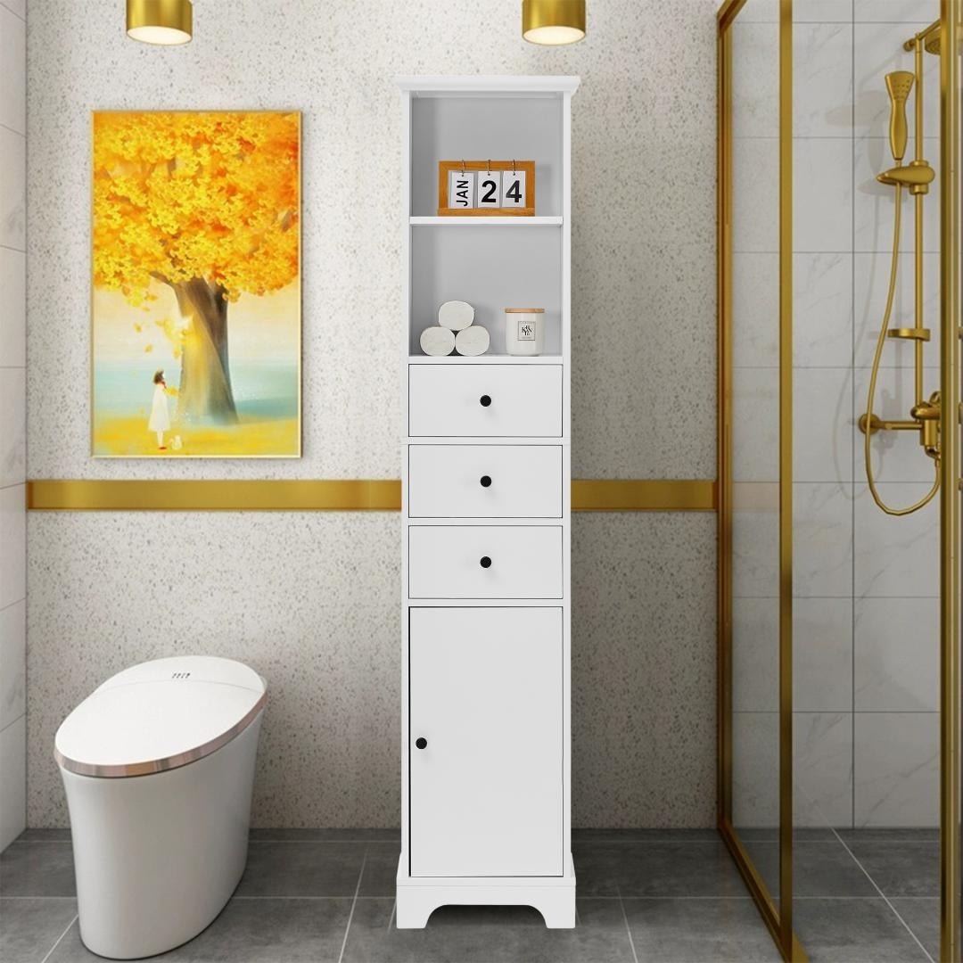 Freestanding Storage Cabinet with 3 Drawers and Adjustable Shelf - 10" x 15"x 68.3"
