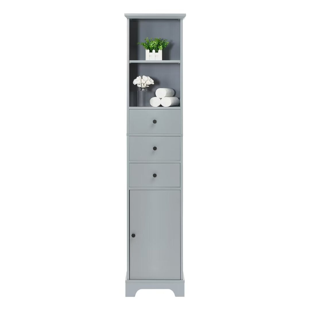 Freestanding Storage Cabinet with 3 Drawers and Adjustable Shelf - 10" x 15"x 68.3"