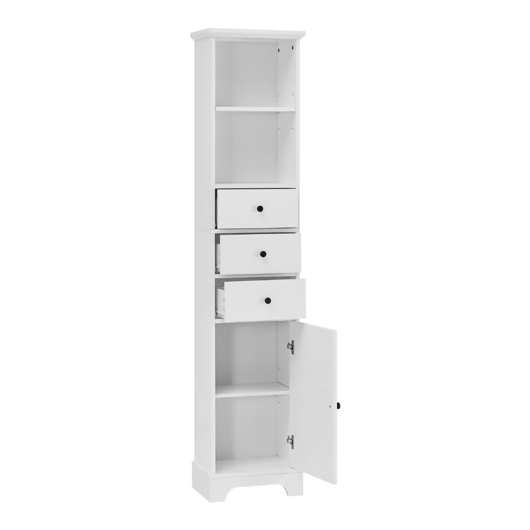 Freestanding Storage Cabinet with 3 Drawers and Adjustable Shelf - 10" x 15"x 68.3"