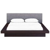Freja Fabric Platform Queen-size Bed in Cappuccino Grey