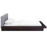 Freja Fabric Platform Queen-size Bed in Cappuccino Grey